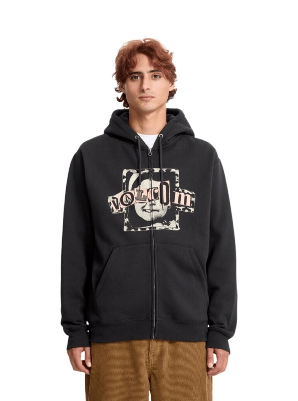 Volcom pánská mikina Stick Stoner Zip Antique Black | Černá | Velikost XL