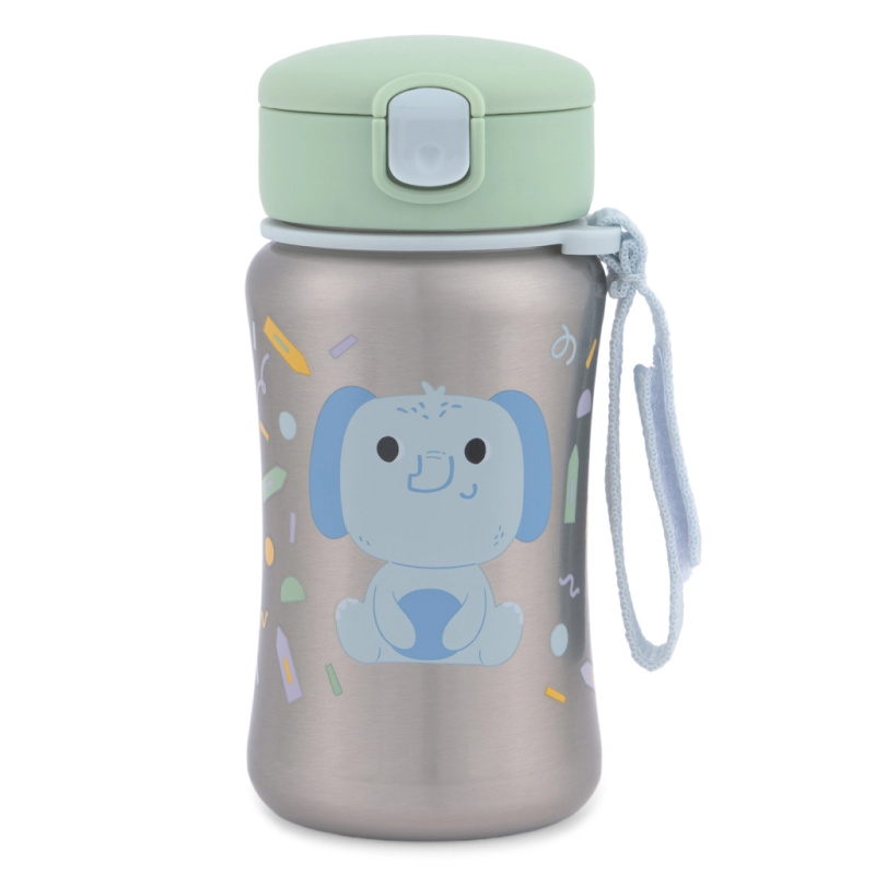 Skip Hop nerezová láhev s brčkem Besties squad slon 350 ml (12m+)