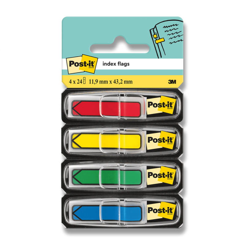 Samolepicí záložky 3M Post-it Index 684 11,9×43,2 mm, 4×24 šipek