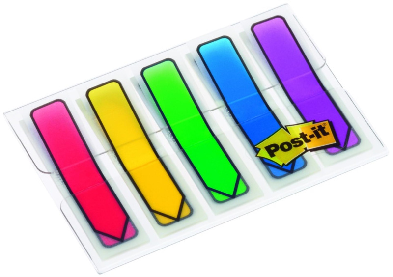 Záložky Post-it ve tvaru šipky - 11,9 x 43,1 mm, mix barev, 5 ks
