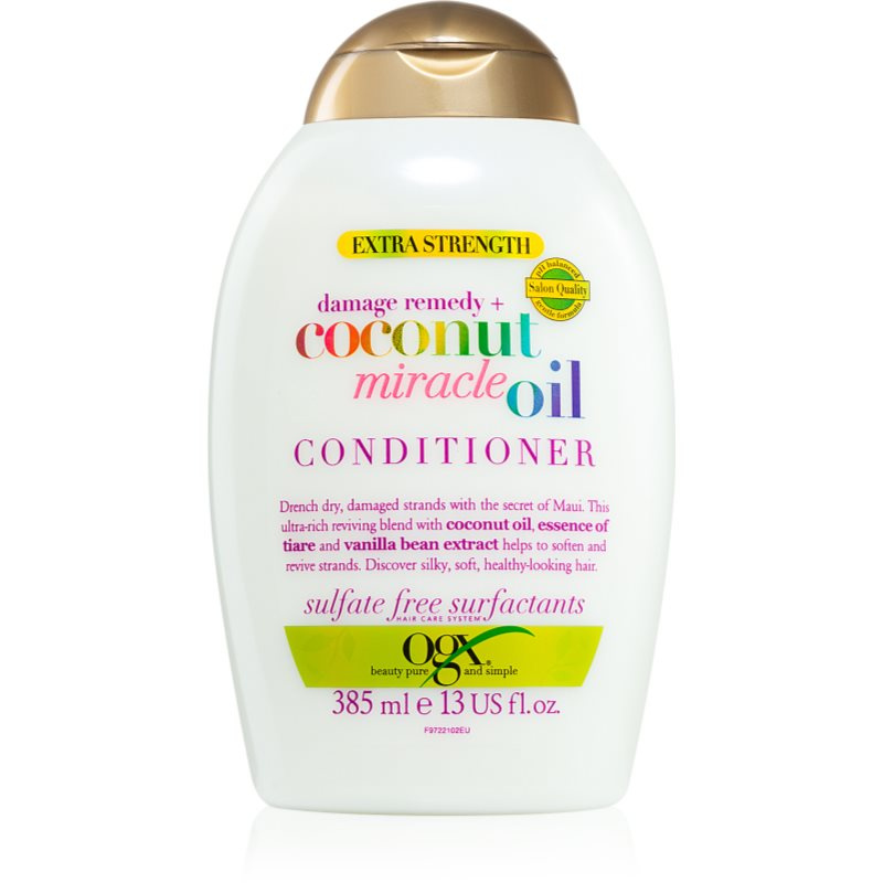 OGX Coconut Miracle Oil kondicionér pro posílení vlasů s kokosovým olejem 385 ml