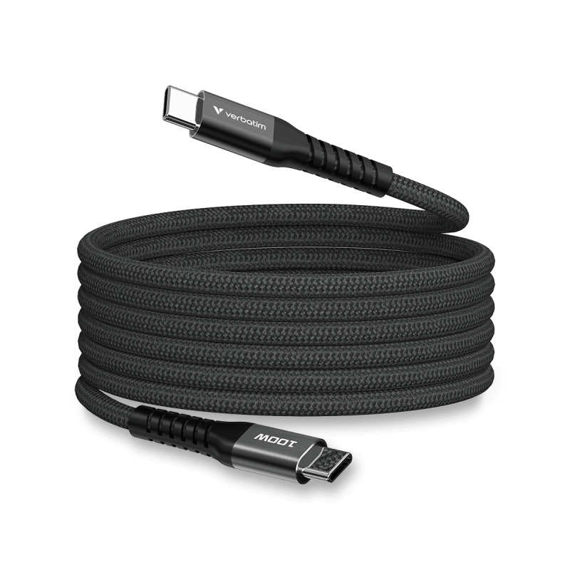 Verbatim - magnetický USB kabel - USB-C / USB-C, 100 W, 1,2 m, černý