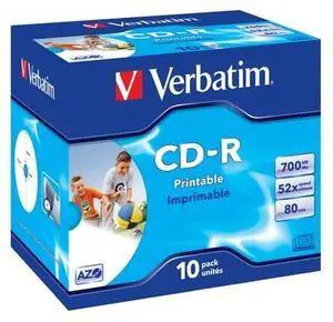 VERBATIM CD-R(10 ks)Jewel/Printable/DLP/52x/700MB