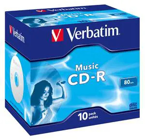 VERBATIM CD-R(10 ks)Audio/Live it!/Colour/Jewel/80Min
