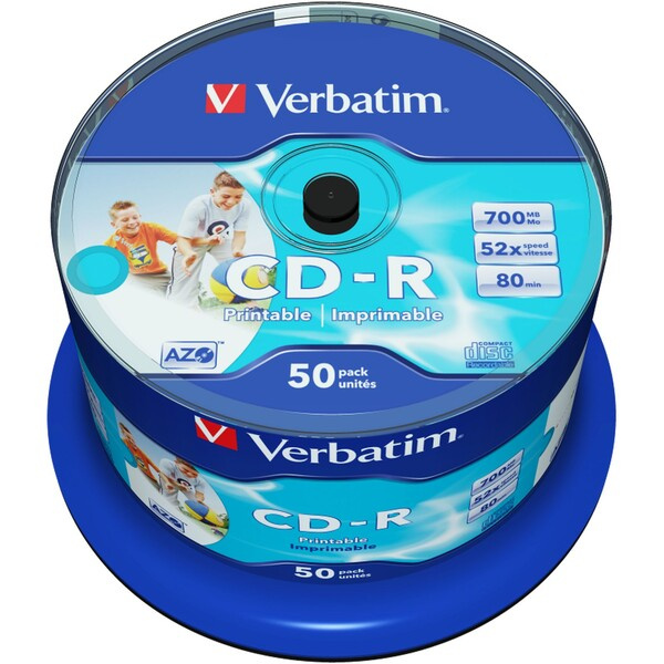 VERBATIM CD-R(50 ks)Spindle/Inkjet Printable/52x/700MB / Non ID Branded