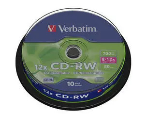 VERBATIM CD-RW(10 ks)Spindle/8x-12x/High Speed/DLP/700MB