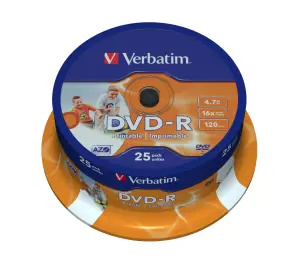 VERBATIM DVD-R(25 ks)Spindle/Inkjet Printable/16x/4.7GB