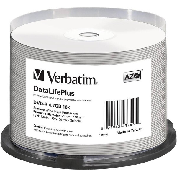 VERBATIM DVD-R(50 ks)Spindle/Printable/16x/4.7GB/WIDE PRINTABLE SURFACE NON-ID
