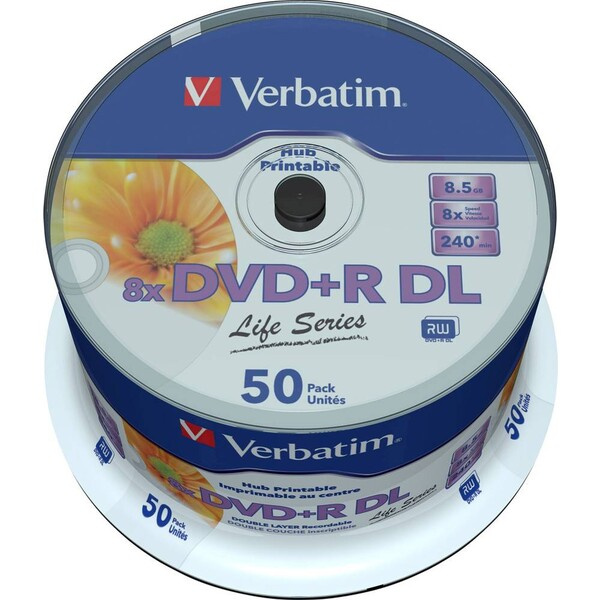 VERBATIM DVD+R dvouvrstvé 8.5GB 8X (50 ks)