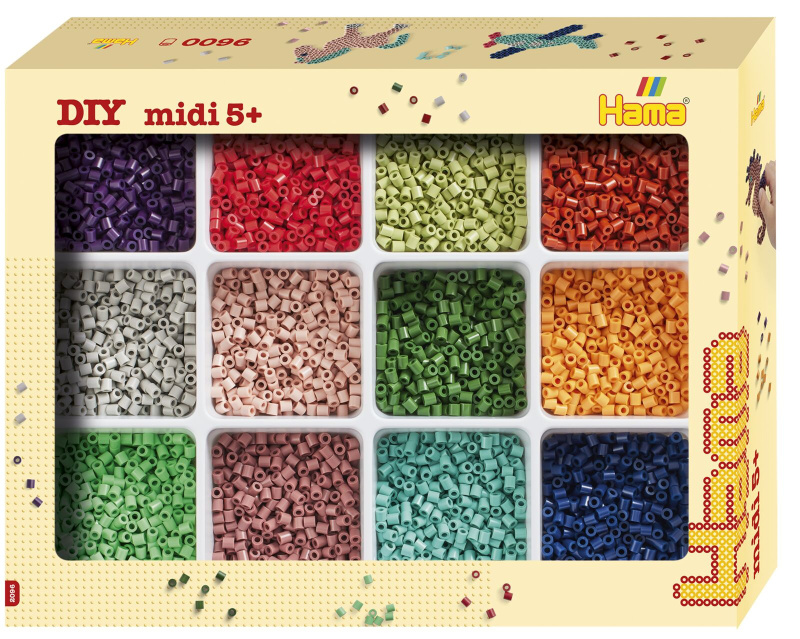 HAMA Zažehlovací korálky v třídícím boxu MIDI 9600 Ks - 12 barev