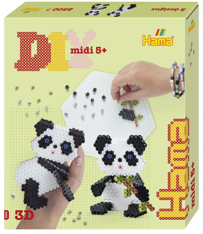 HAMA Zažehlovací korálky MIDI - Dárková sada Panda 3D - 2500 ks