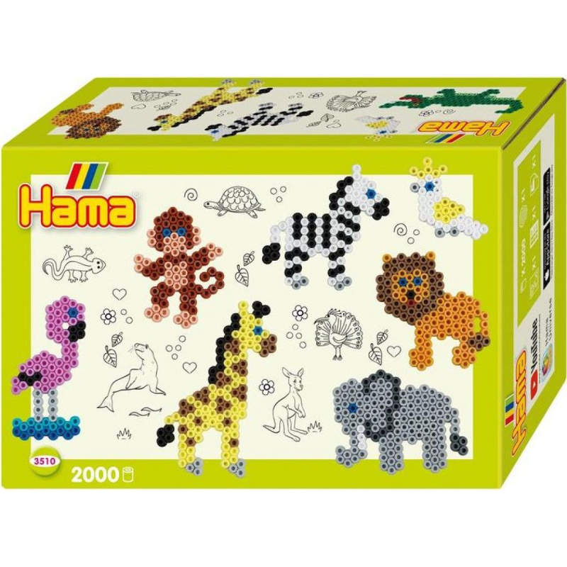 Hama zažehlovací korálky - MIDI Box, 2000ks Zoo zvířátka