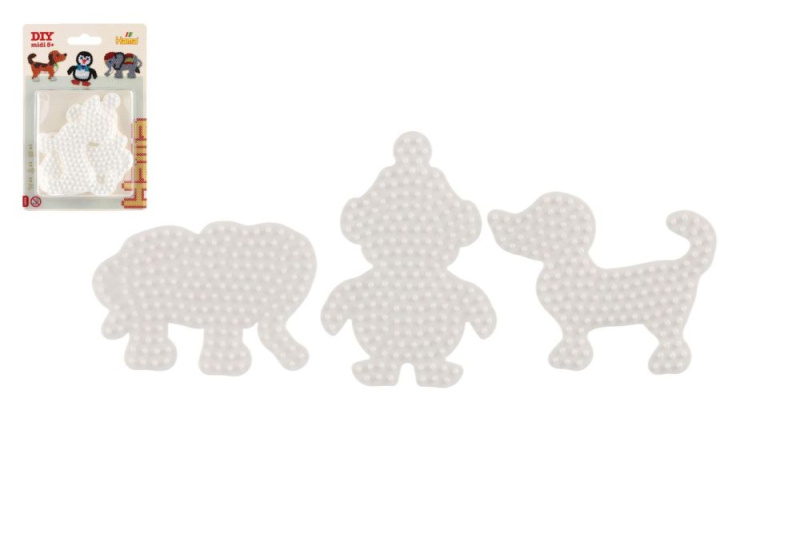 Hama zažehlovací korálky - MIDI Podložka, 3ks Slon, tučňák, pejsek