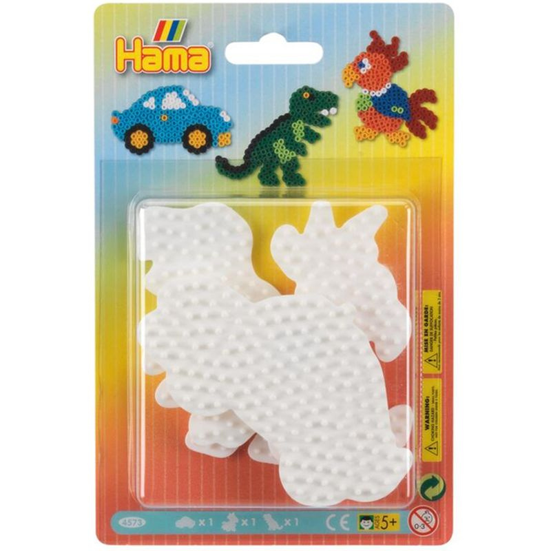 Hama zažehlovací korálky - MIDI Podložka, 3ks Auto, papoušek, dinosaurus
