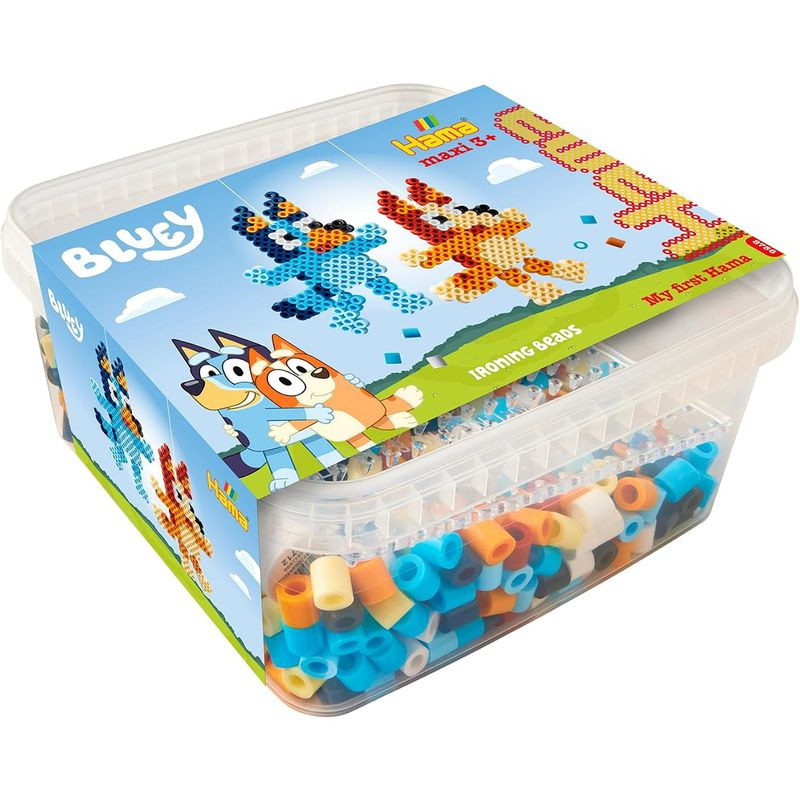 Hama zažehlovací korálky - MAXI Kyblík, 900ks Bluey