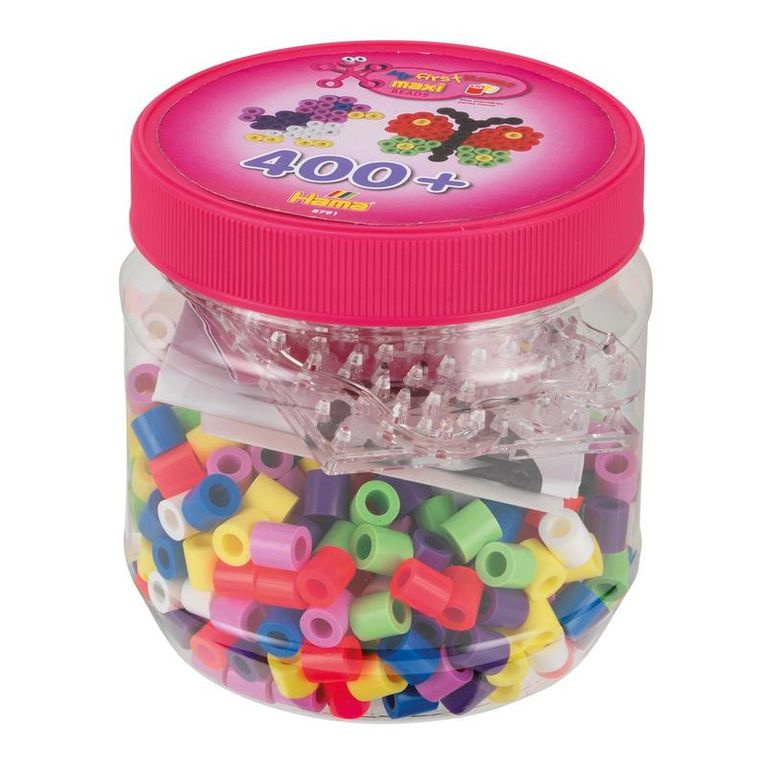 Hama zažehlovací korálky - MAXI Tuba, 400ks Set B + 2 podložky