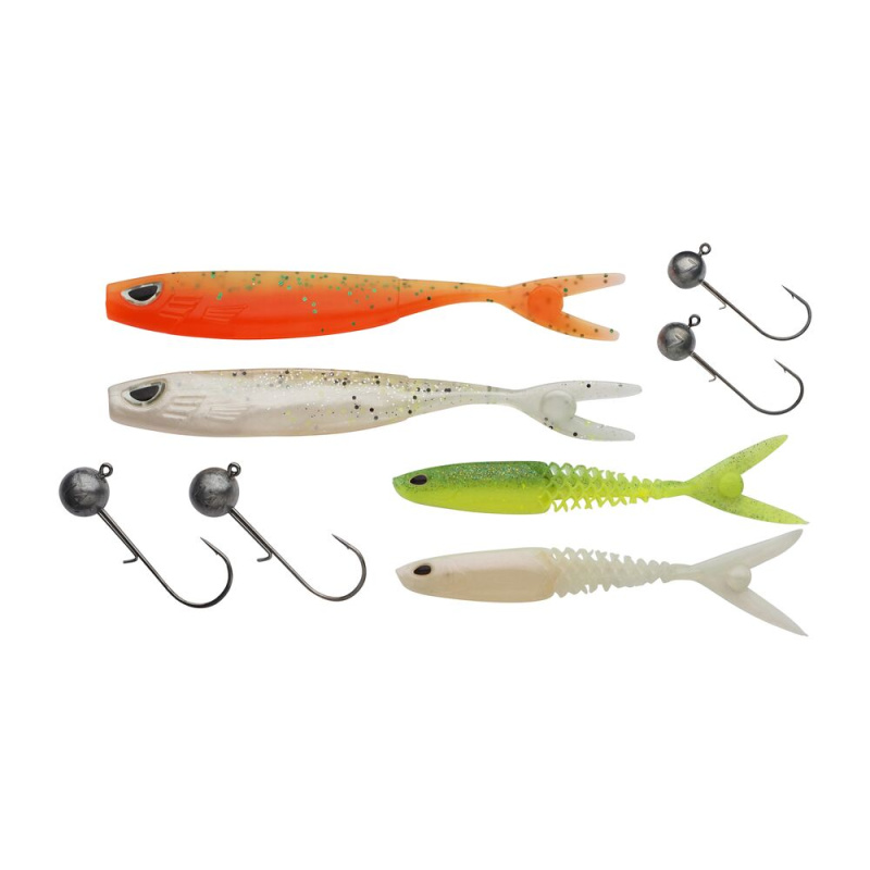 Berkley sada gumových nástrah a jigových hlaviček powerbait zander vertical pro pack 10+14 cm 7+14 g 8 ks