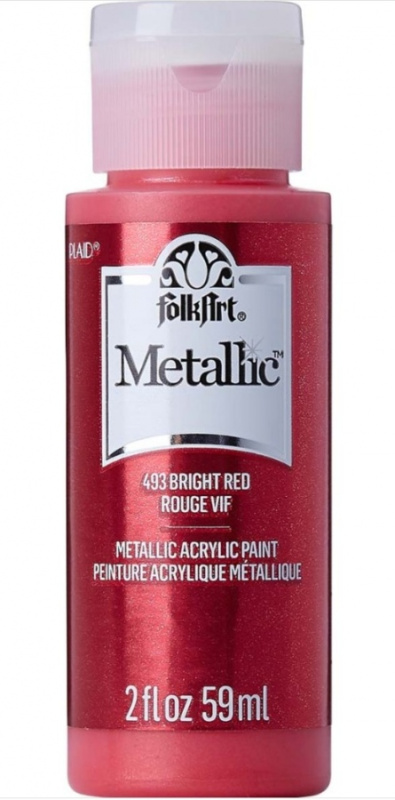 FolkArt Metallic Acrylic paint - 59 ml různé barvy Metallic color: BRIGHT RED Folkart