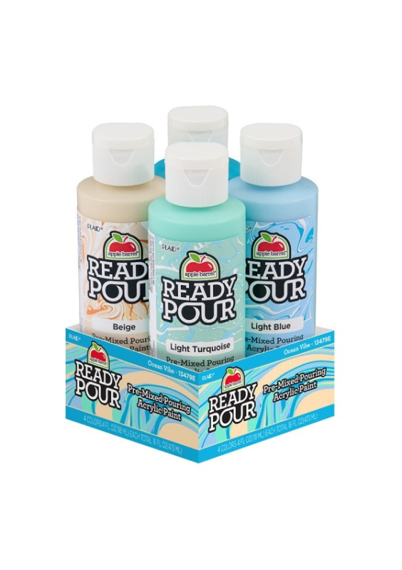 Apple Barrel Ready Pour™  set Ocean vibe - Akrylová barva pro pouring 4x118 ml Apple Barrel