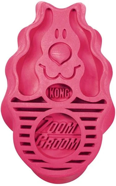 Kartáč gumový ZoomGroom růžový KONG L