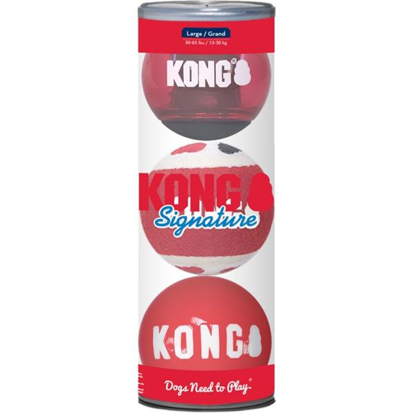 Hračka guma KONG Signature Balls L 3 ks mix