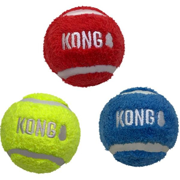 Hračka tenis + plyš KONG Sport® Softies Balls  M mix 3 ks