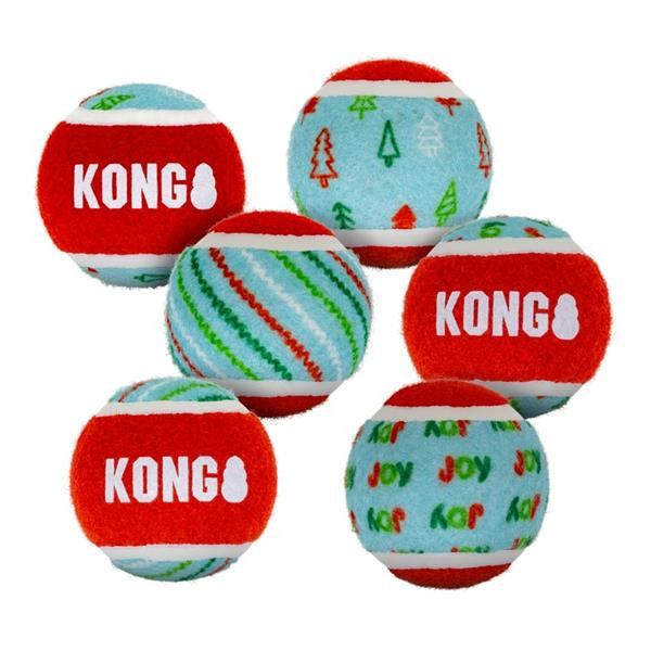 Hračka tenis vánoční KONG SqueakAir Balls 6ks S