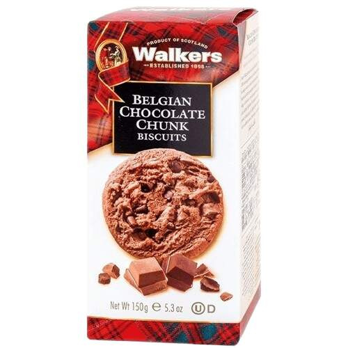 Walkers čokolád.sušenky s kousky belgické čok.150g