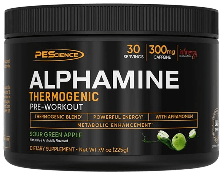 PEScience Alphamine Thermogenic Pre Workout 225 g - Sour Green Apple