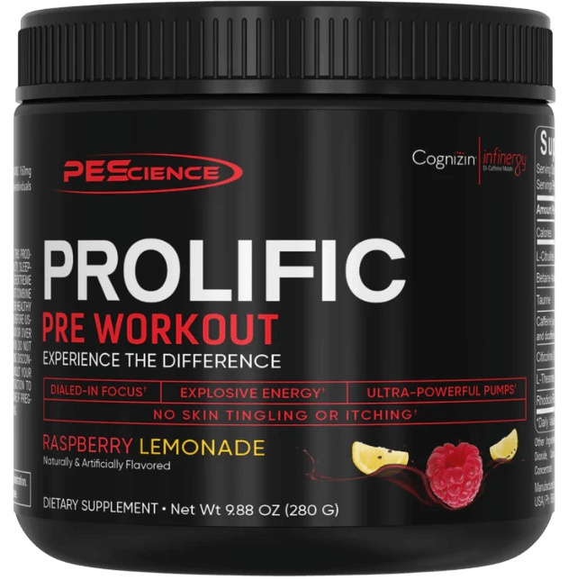 PEScience Prolific Pre Workout 280g - Raspberry Lemonade