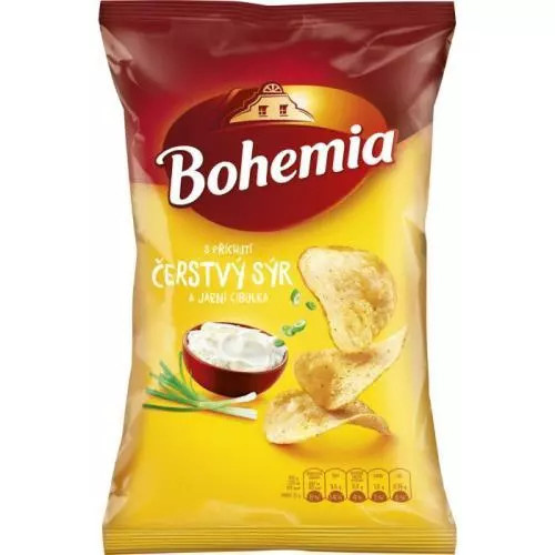 Bohemia Chips čerstvý sýr a jarní cibulka 130g
