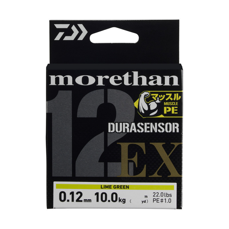 Daiwa splétaná šňůra morethan durasensosr12 braidex +si3 200 m lime green - 0,12 mm 10 kg