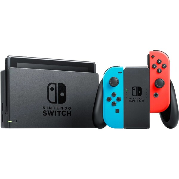 Nintendo Switch console with neon red&blue Joy-Con Modrá/červená