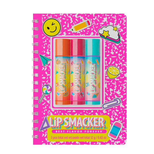 Lip Smacker Spiral Notebook Trio Lip Balm (Pink) dárkové balení amerických balzámů na rty