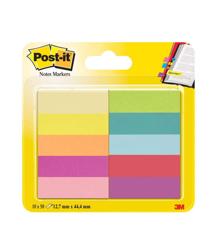 Značkovací lístečky Post-it - 15,0 x 50,0 mm, mix barev, 10 x 50 ks