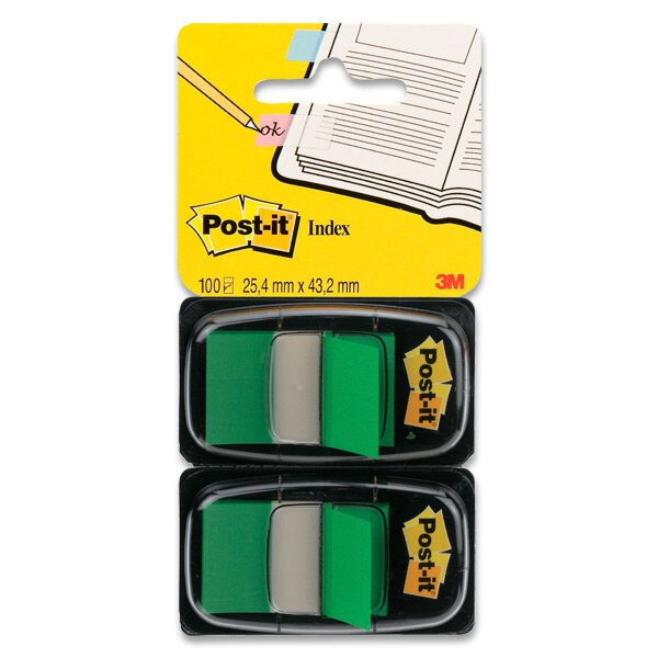Samolepicí popisovatelné záložky 3M Post-it, 2 x 50 záložek zelené