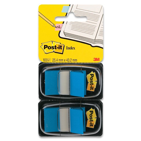 Samolepicí popisovatelné záložky 3M Post-it, 2 x 50 záložek modré