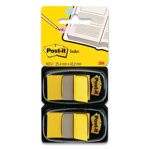Samolepicí popisovatelné záložky 3M Post-it, 2 x 50 záložek žluté