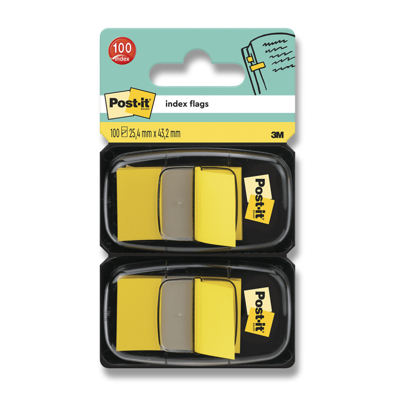 Samolepicí popisovatelné záložky 3M Post-it, 2 x 50 záložek žluté