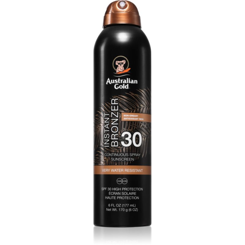 Australian Gold Instant Bronzer opalovací sprej s bronzerem SPF 30 177 ml