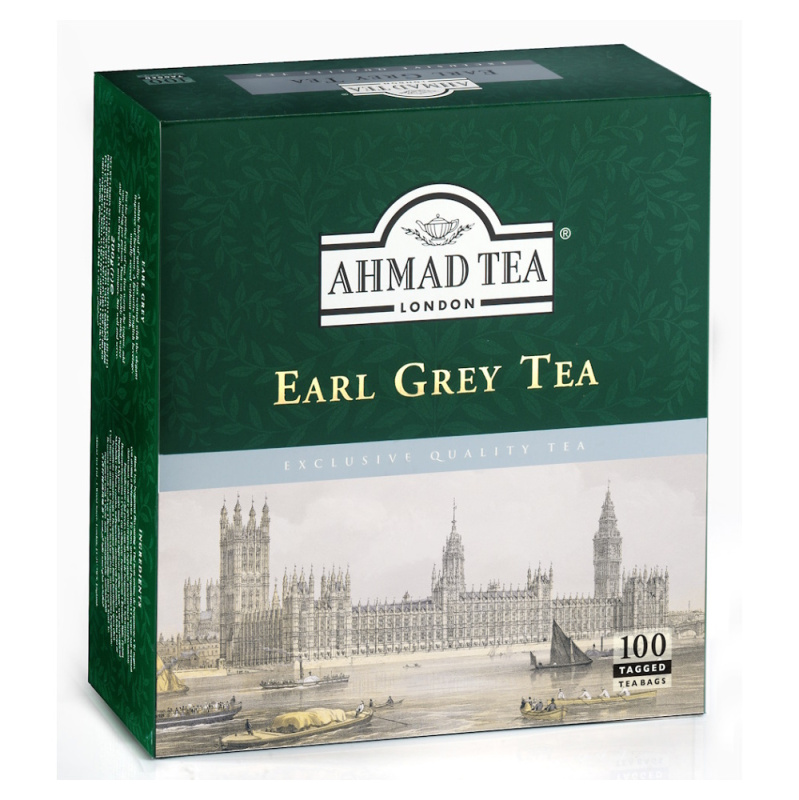 Černý čaj Ahmad - Earl Grey, bez přebalu, 100 x 2 g, 200 g