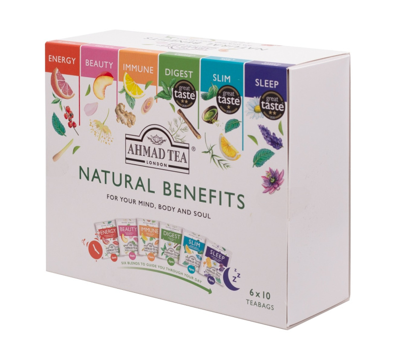 AHMAD TEA Natural benefits selection bylinné a zelené čaje 60 sáčků