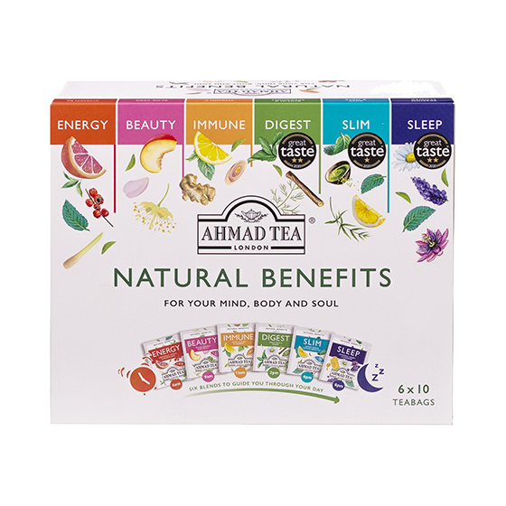 AHMAD TEA Natural benefits selection bylinné a zelené čaje 60 sáčků