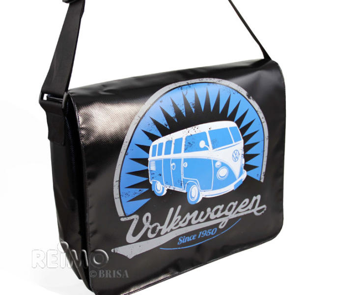 VWCOL Taška přes rameno z kolekce VW "Bulli", z plachtoviny pro nákladní automobily, 33x40x12cm, černá