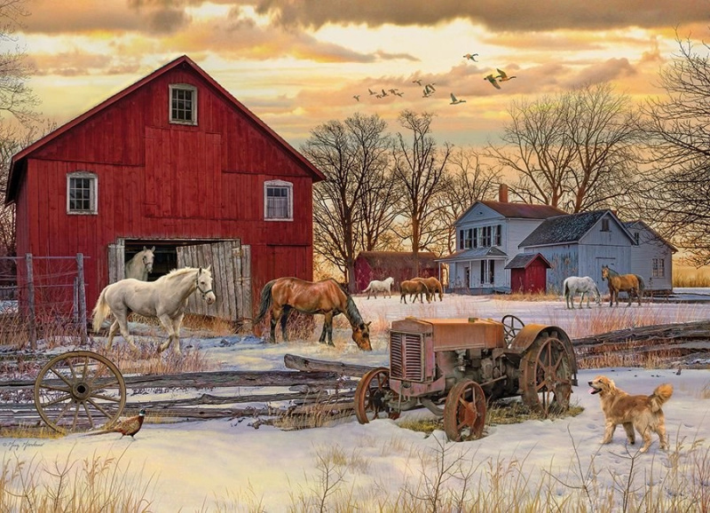 COBBLE HILL Puzzle Zima na farmě 1000 dílků