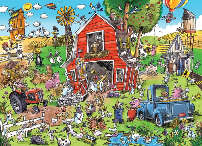 COBBLE HILL Rodinné puzzle Šílená farma 350 dílků