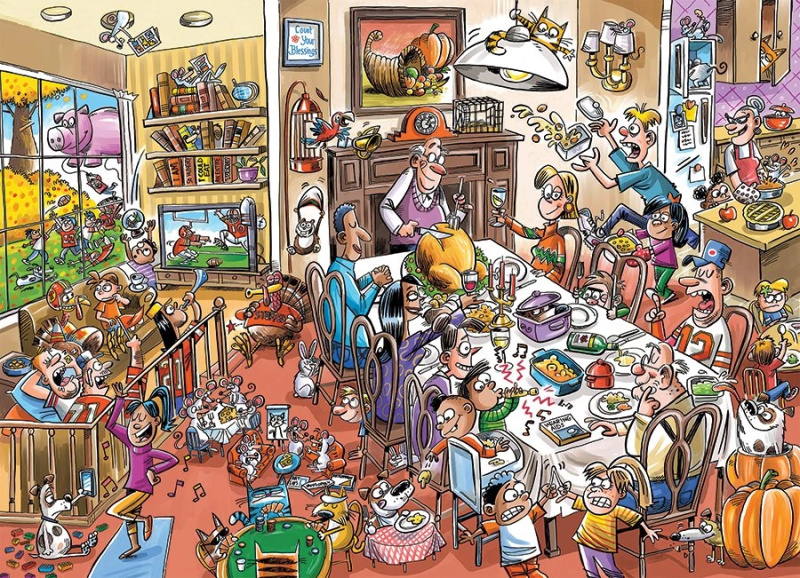 COBBLE HILL Rodinné puzzle Šťastné díkuvzdání 350 dílků