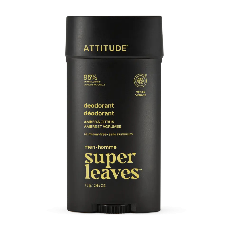 ATTITUDE Deodorant tuhý pro muže Super leaves Amber a citrus