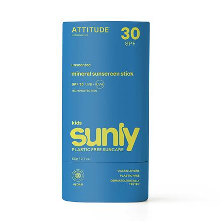 ATTITUDE Dětská 100% minerální ochranná tyčinka na celé tělo (SPF 30) bez vůně 60 g