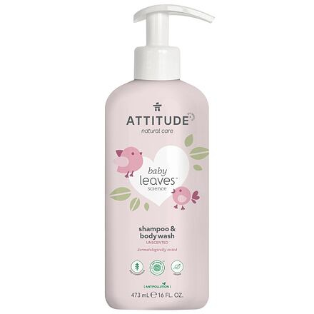 ATTITUDE Dětské tělové mýdlo a šampon (2 v 1) Baby leaves bez vůně  473 ml